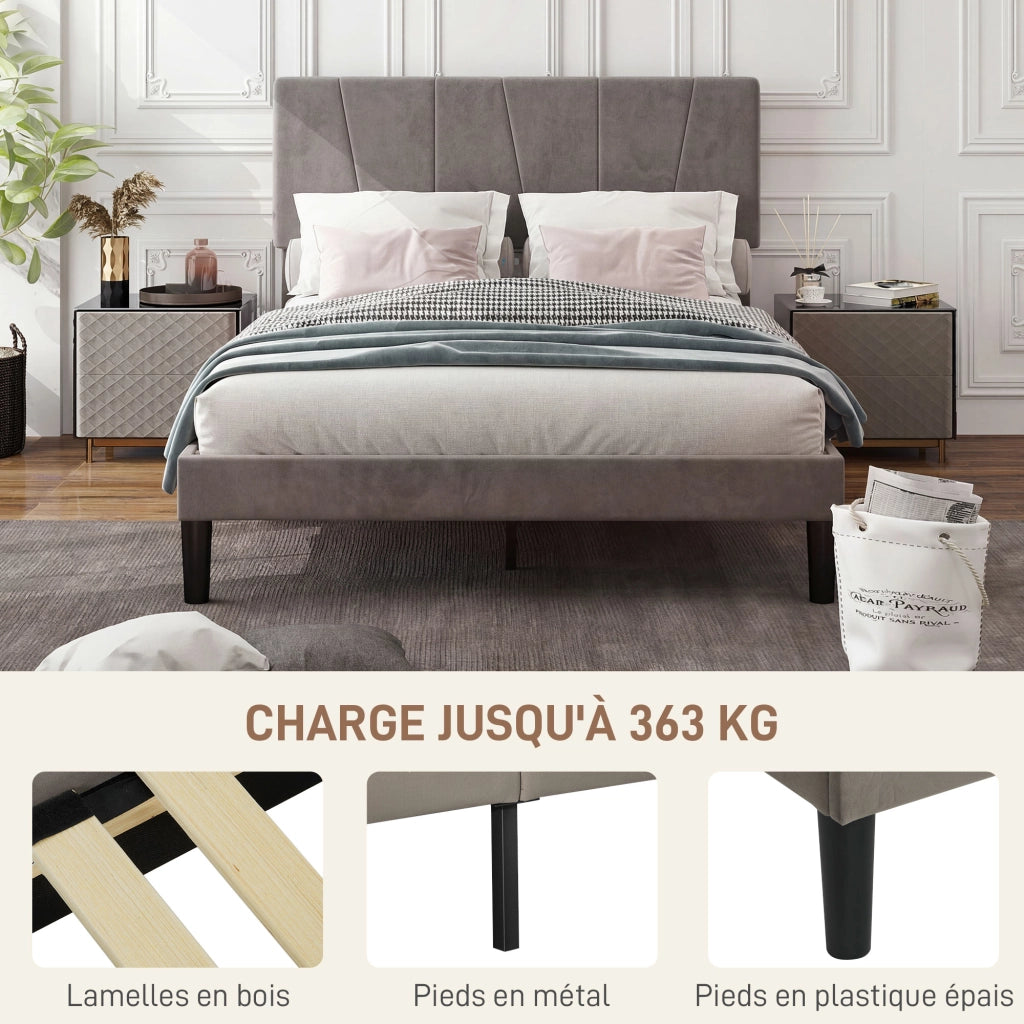 Letto matrimoniale con testiera regolabile ¨C Xylo ¨C 140x190 cm grigio struttura metallo