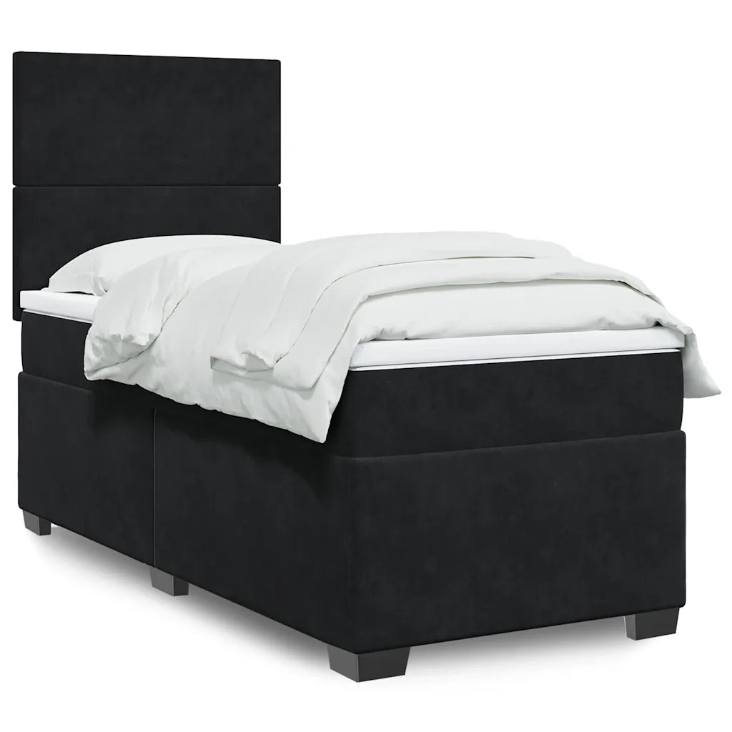Giroletto a Molle con Materasso Nero 90x190 cm in Velluto 3293082