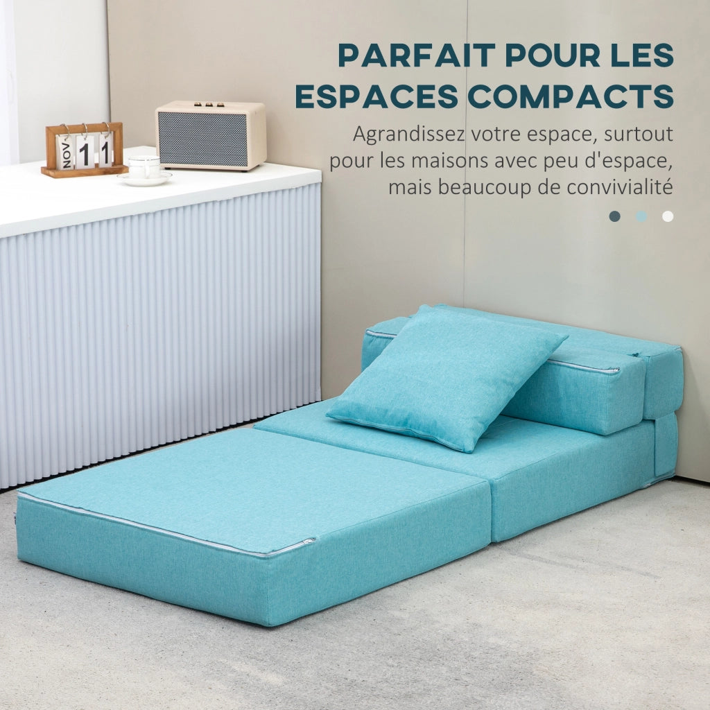 Poltrona letto 1 posto con cuscino ¨C zephmum ¨C tessuto blu