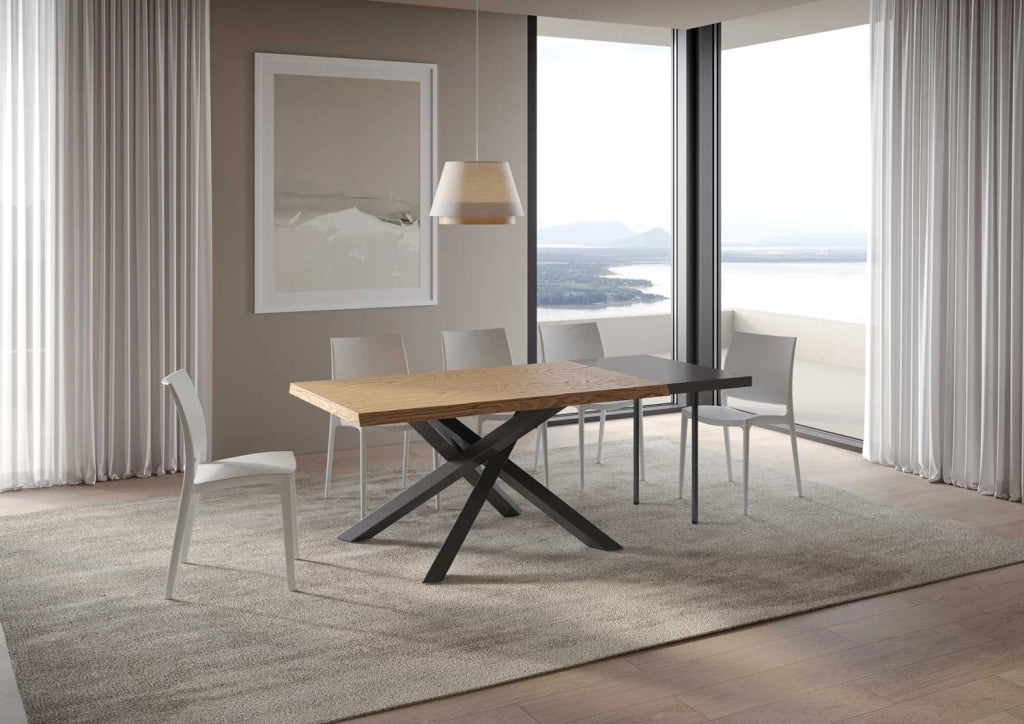 Tavolo allungabile 90x140/190 cm Versalux scortecciato rovere gambe antracite