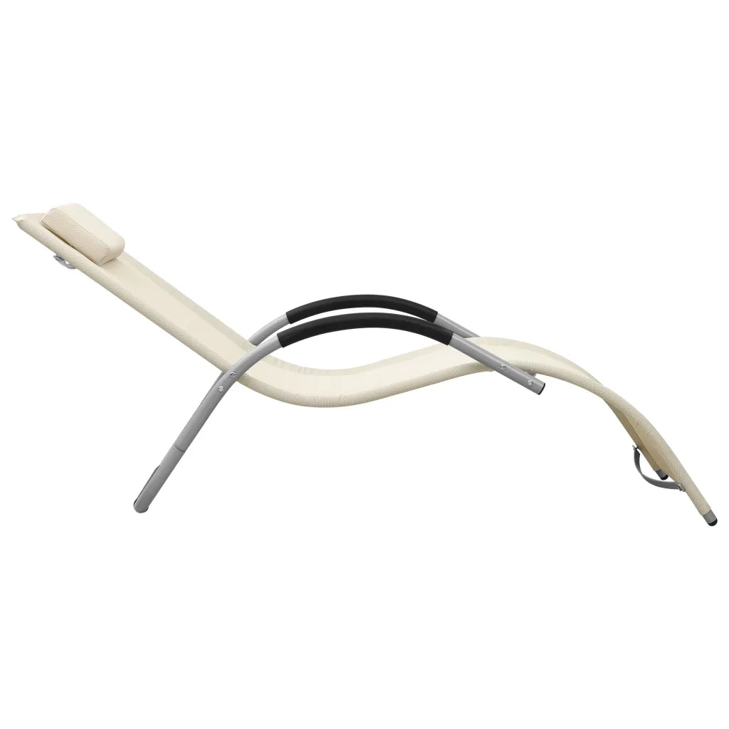 Lettino Prendisole in Textilene Crema e Grigio cod mxl 23088