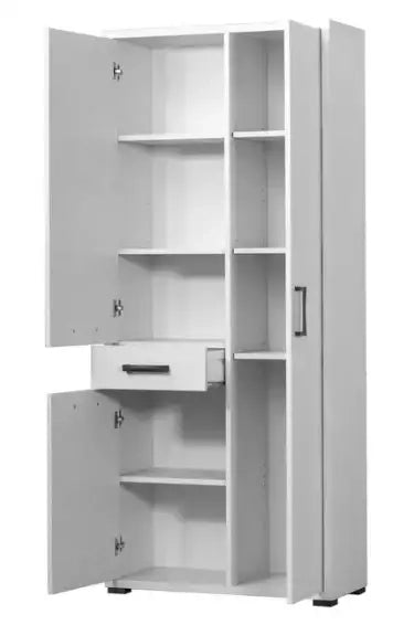 Armadio 3 ante più cassetto bianco cemento già montato L75.3 H175 P33