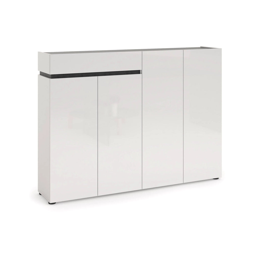 Mobile Portascarpe Speranza, Scarpiera 10 Ripiani Made in Italy, 160x34x115h cm Bianco Lucido