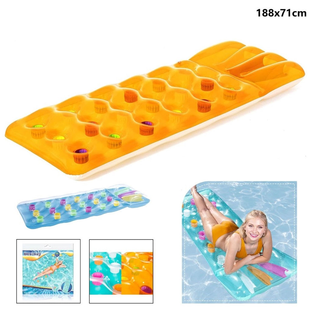 Trade Shop - Materassino Gonfiabile 18 Buchi Fashion Mare Piscina Traparente Colorato 188x71cm 019951 -