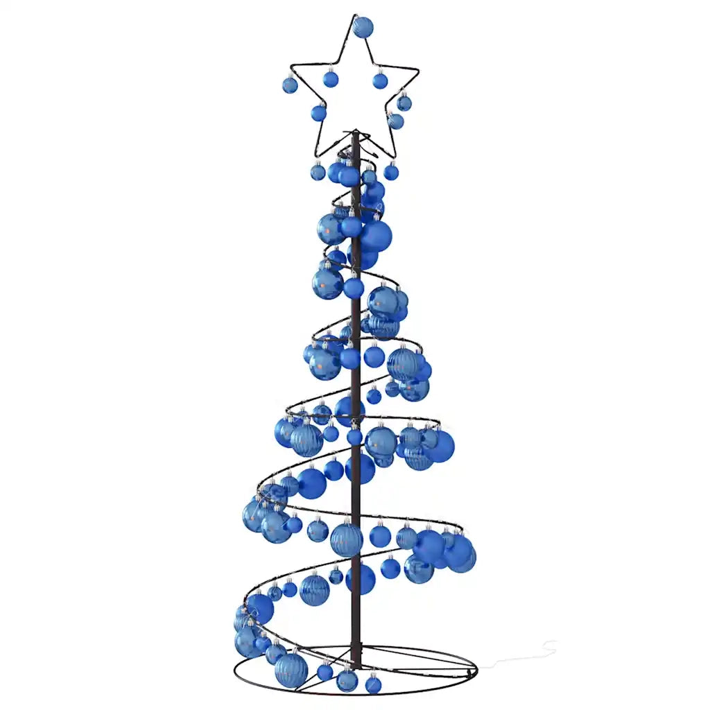Albero di Natale a LED con Palline 80 LED Bianco Caldo 120 cm 3318552