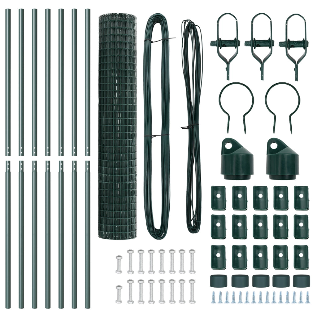 Recinzione Euro di con 7 Post 1.6x10 m Acciaio Galvanizzato Verde