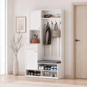 Mobile da ingresso 6 in 1 con panca, appendiabiti e cassetti, bianco