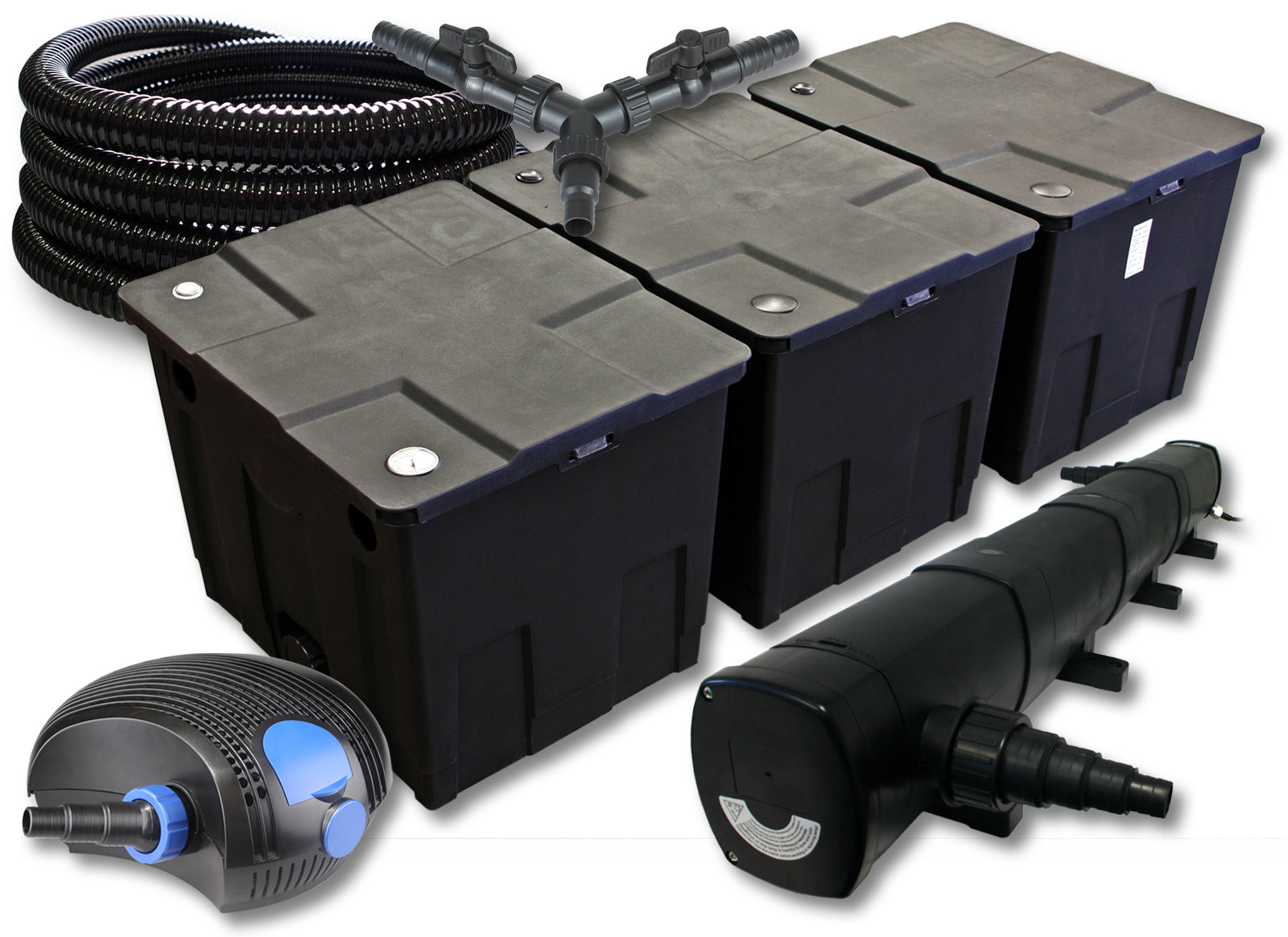 set per laghetti filtro 90000l chiarificatore 72W pompa 100W tubo 25m