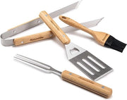 Set di accessori da griglia 4 pezzi per uomo regalo con pinza da griglia, spatola da griglia, forchetta da carne e spazzola da griglia per acciaio inossidabile 430