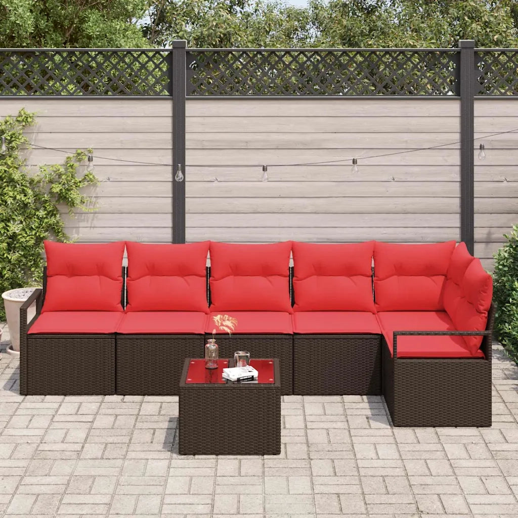 Set di divani 7 pcs Marrone polyrattan