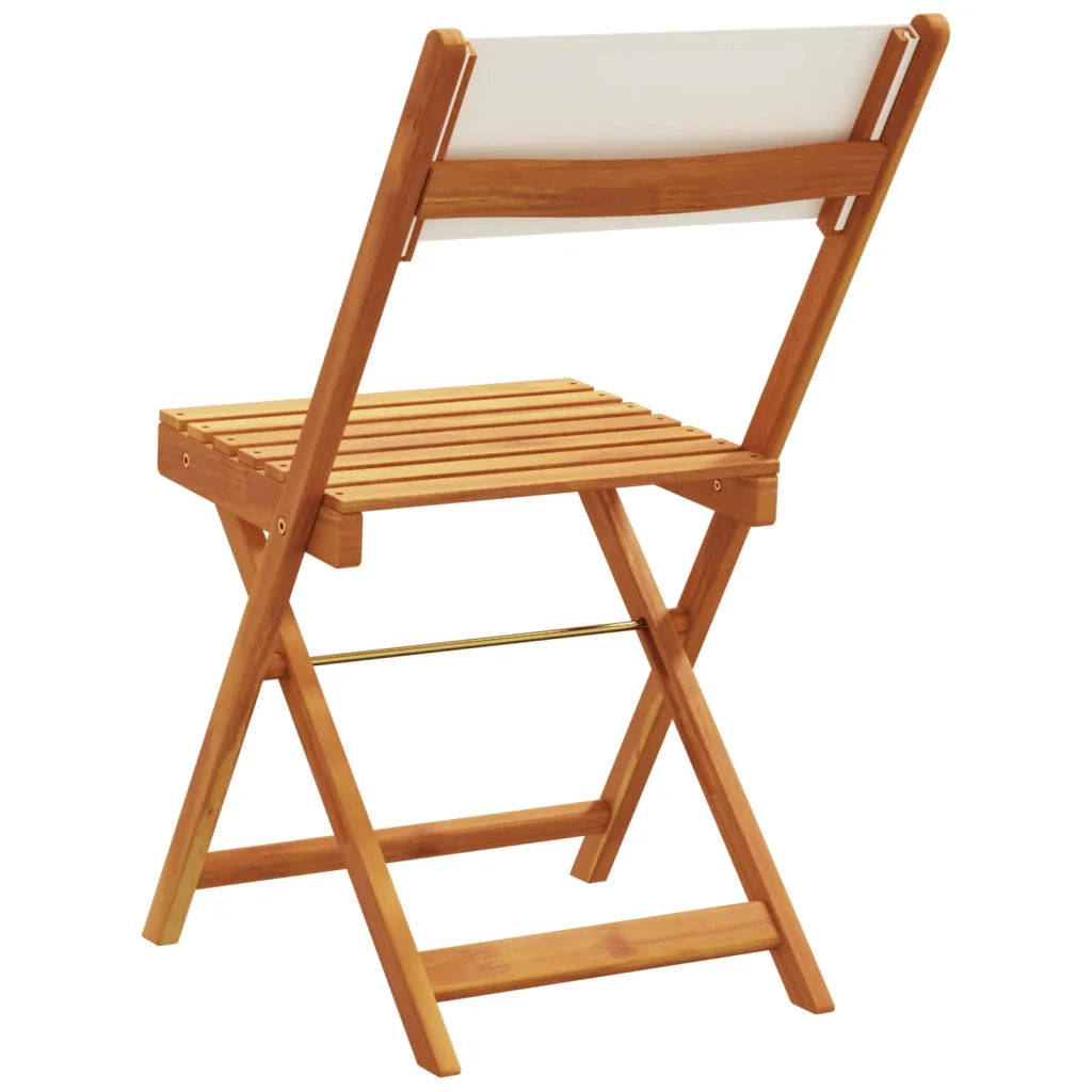 Sedie BistrÃ² 2pz Bianco Crema Legno Massello Acacia e Tessuto