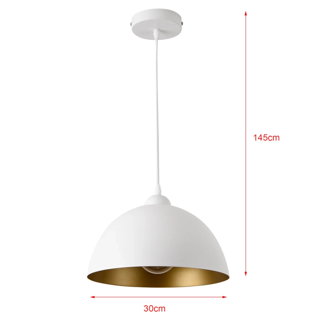 Set di 2 lampade a sospensione per illuminazione interna altezza regolabile metallo diametro 30 cm bianco e oro 03_0005760