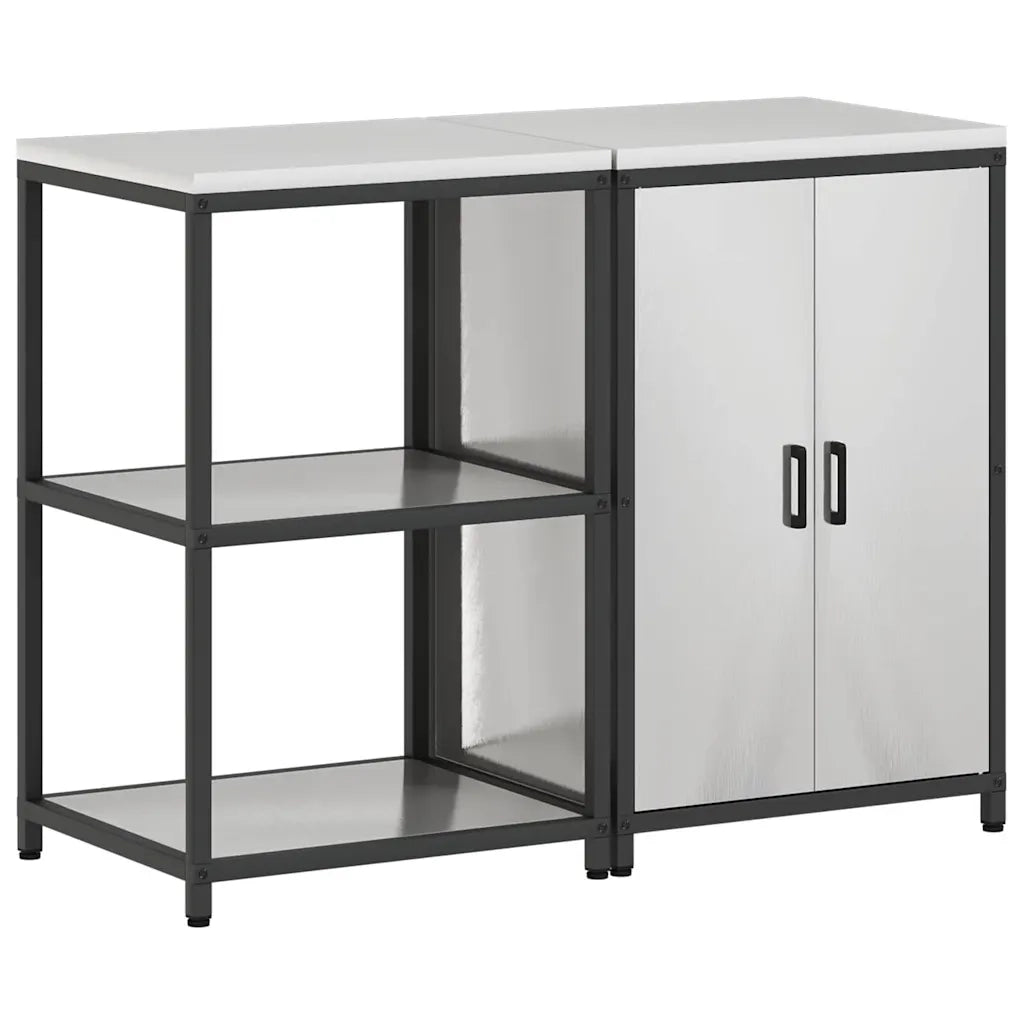 vidaXL Set di Stoccaggio per Cucina 2 pcs Argento 120 x 50 x 92 cm