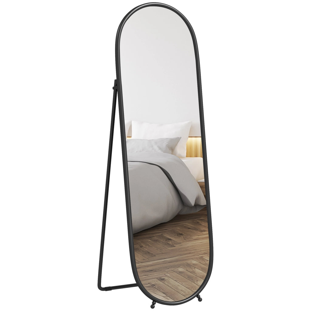 Specchio ovale con supporto in metallo nero ¨C zephmum ¨C 40x160 cm