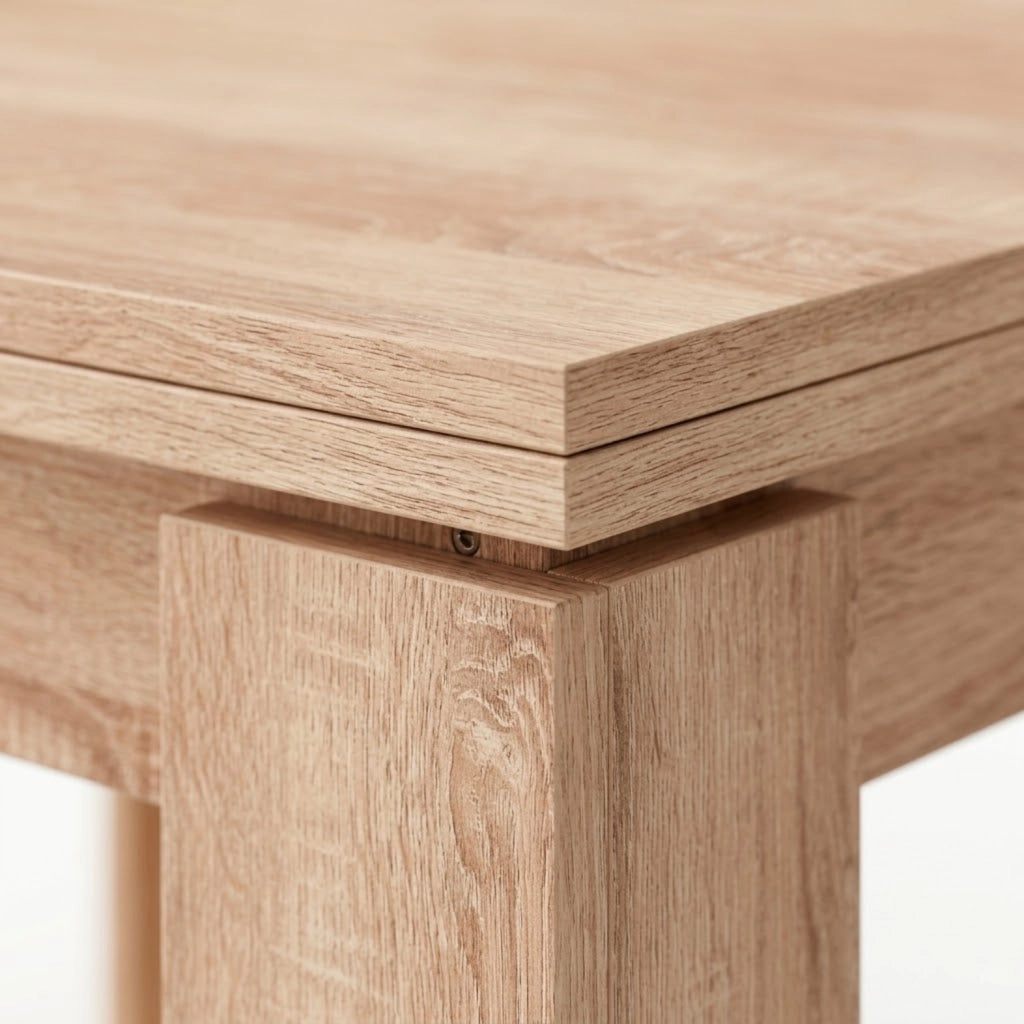 Tavolo Allungabile Per Cucina E Sala Da Pranzo Con Design Moderno Gambe Spesse E Meccanismo Centrale Da 4 A 8 Persone 90 X 90 / 180 X 90 Cm Rovere