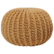 Pouf ottomana giallo in cotone lavorato a maglia perline EPS riempimento rotondo piccolo poggiapiedi 50 x 35 cm