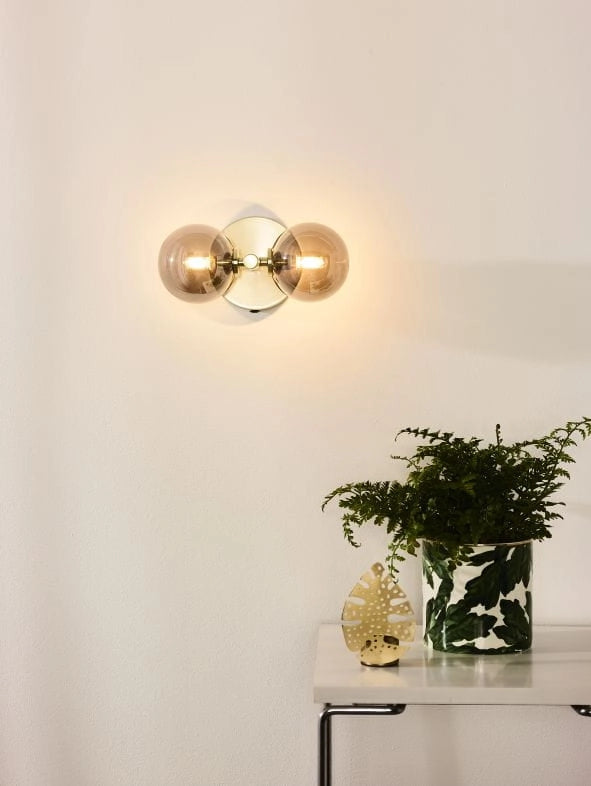 Applique Lucide Tycho 2 luci G9 28W ottone vetro fumé