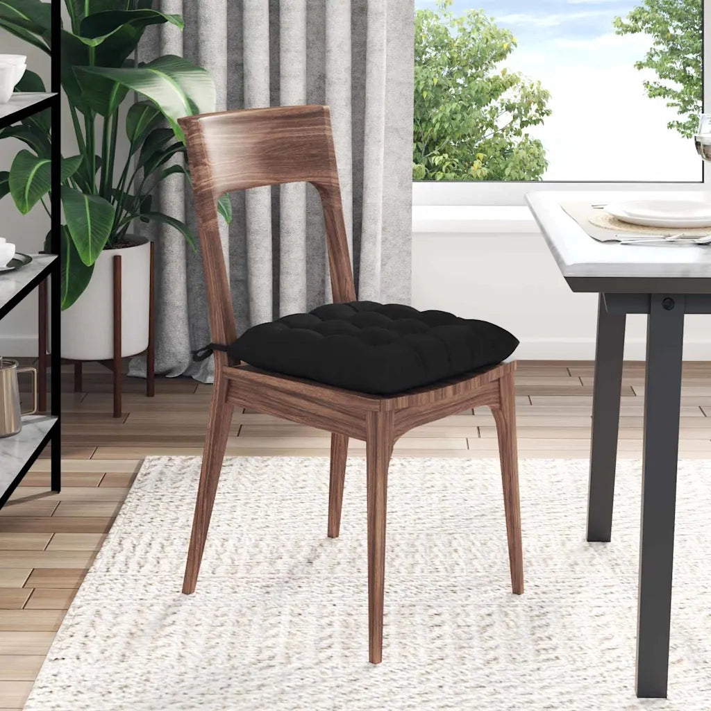 Cuscini per Seduta 4 pz | Cuscini per sedie Nero 40 x 40 x 6 cm Microfibra