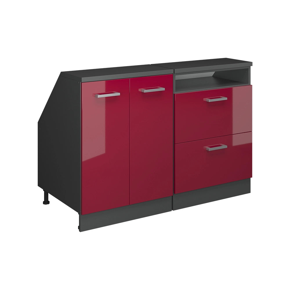 Set di mobili sottotetto Rion Rosso lucido/Antracite 120 cm Set di 2 carcasse armadio profondità 60 cm Vicco