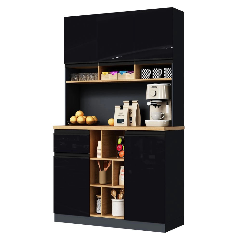 Credenza - Xylo - 105x45x185cm grigio/nero cassetti regolabile
