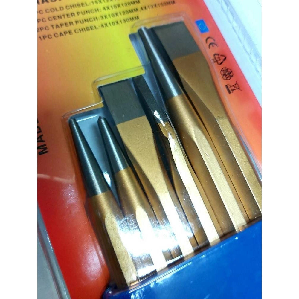 Trade Shop - Set Da 6 Pezzi Punzoni Caccia Spine In Acciaio Chrome Vanadium Con Contenitore -