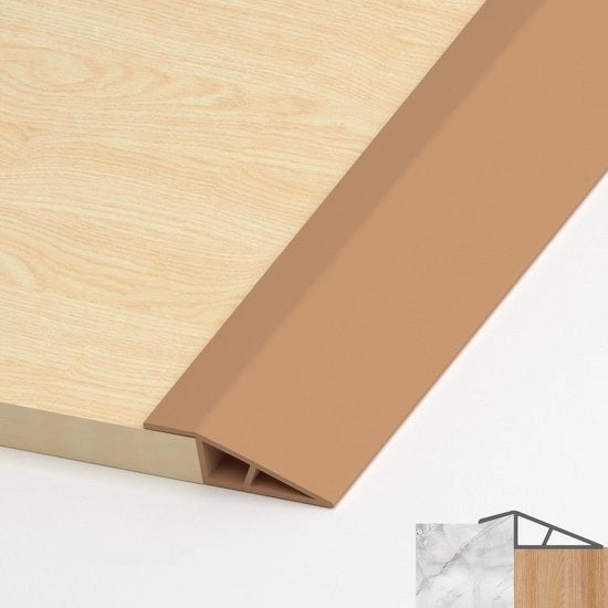 Pannello di copertura PVC per doppia soglia, profilo di transizione adesivo, striscia di transizione per differenze di altezza pavimento, copertura per doppia soglia per pavimenti in parquet e lamellare (marrone, 10 mm - 15 mm, 1 m)