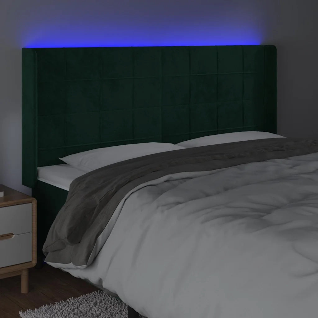 Testiera a LED Verde Scuro 163x16x118/128 cm in Velluto 3124105