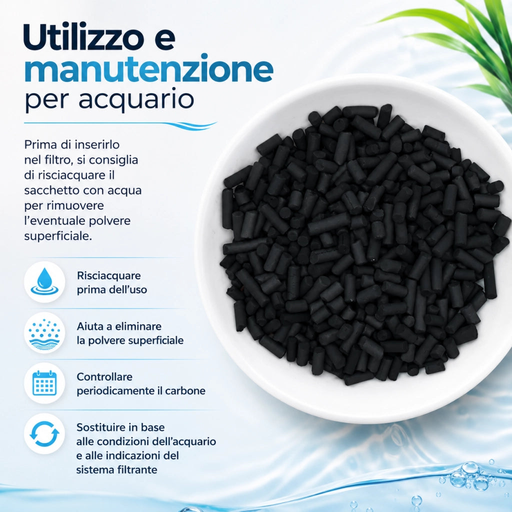 Carbone Attivo per Acquario Acqua Dolce e Salata Filtro 150g/300g/500g 500 g