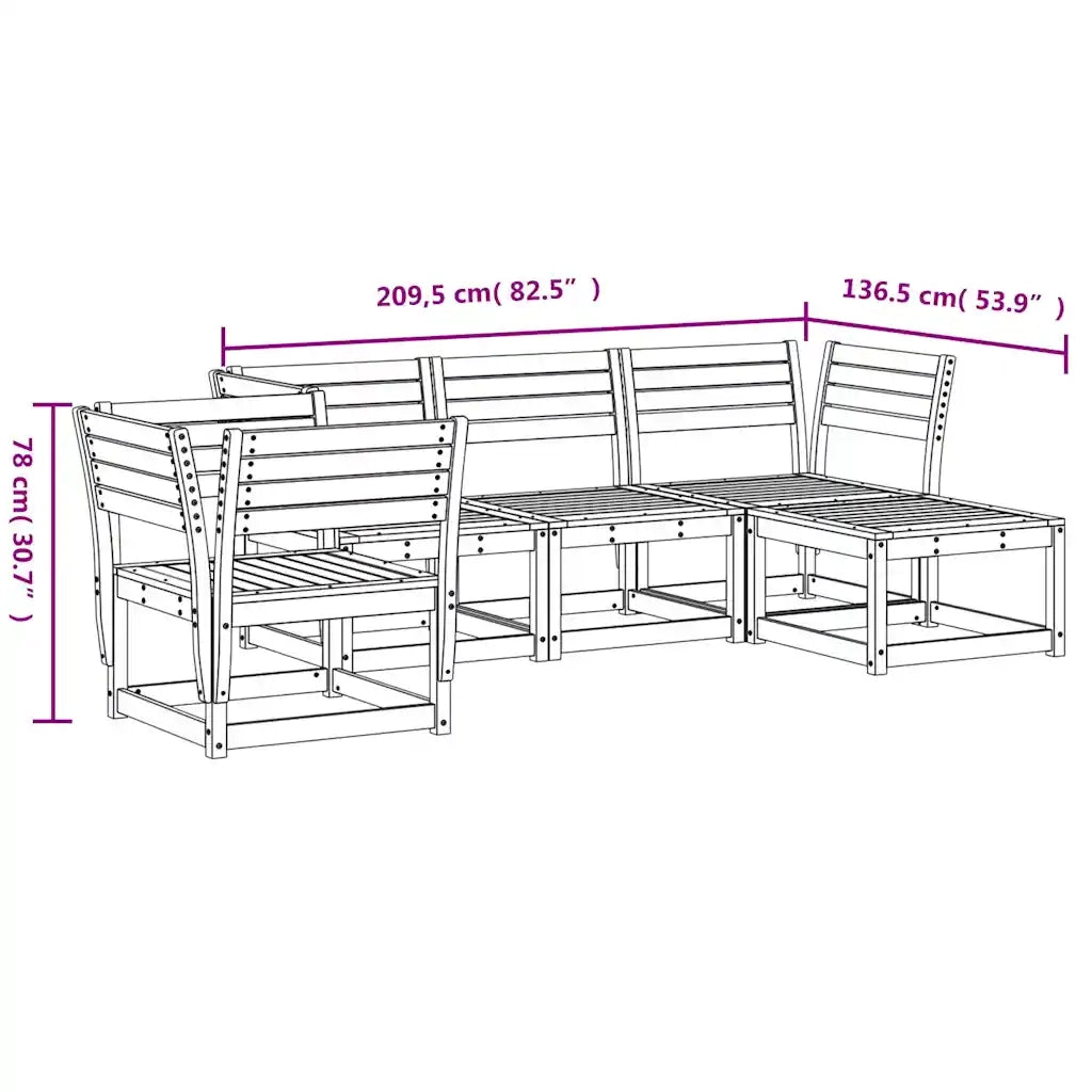 Set Salotto da Giardino 5 pz Bianco in Legno Massello di Pino 3216916
