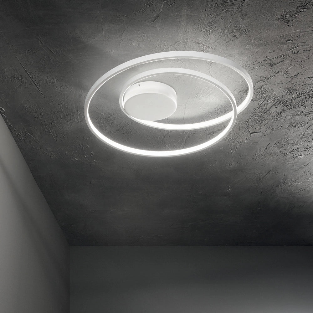 Plafoniera Moderna On-Off Oz Metallo Bianco Led 48W 3000K Luce Calda