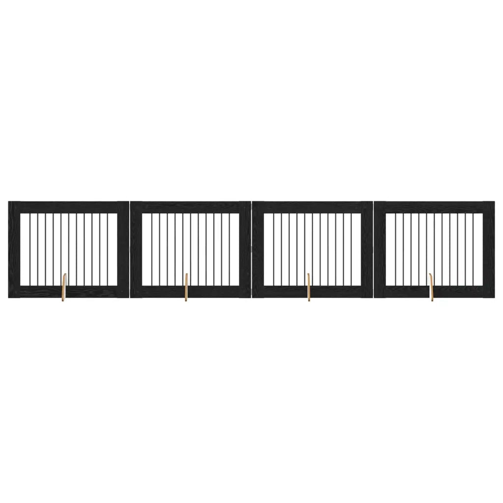 Cancello per cani con supporti 4 pcs Rovere Nero 100 x 80 cm
