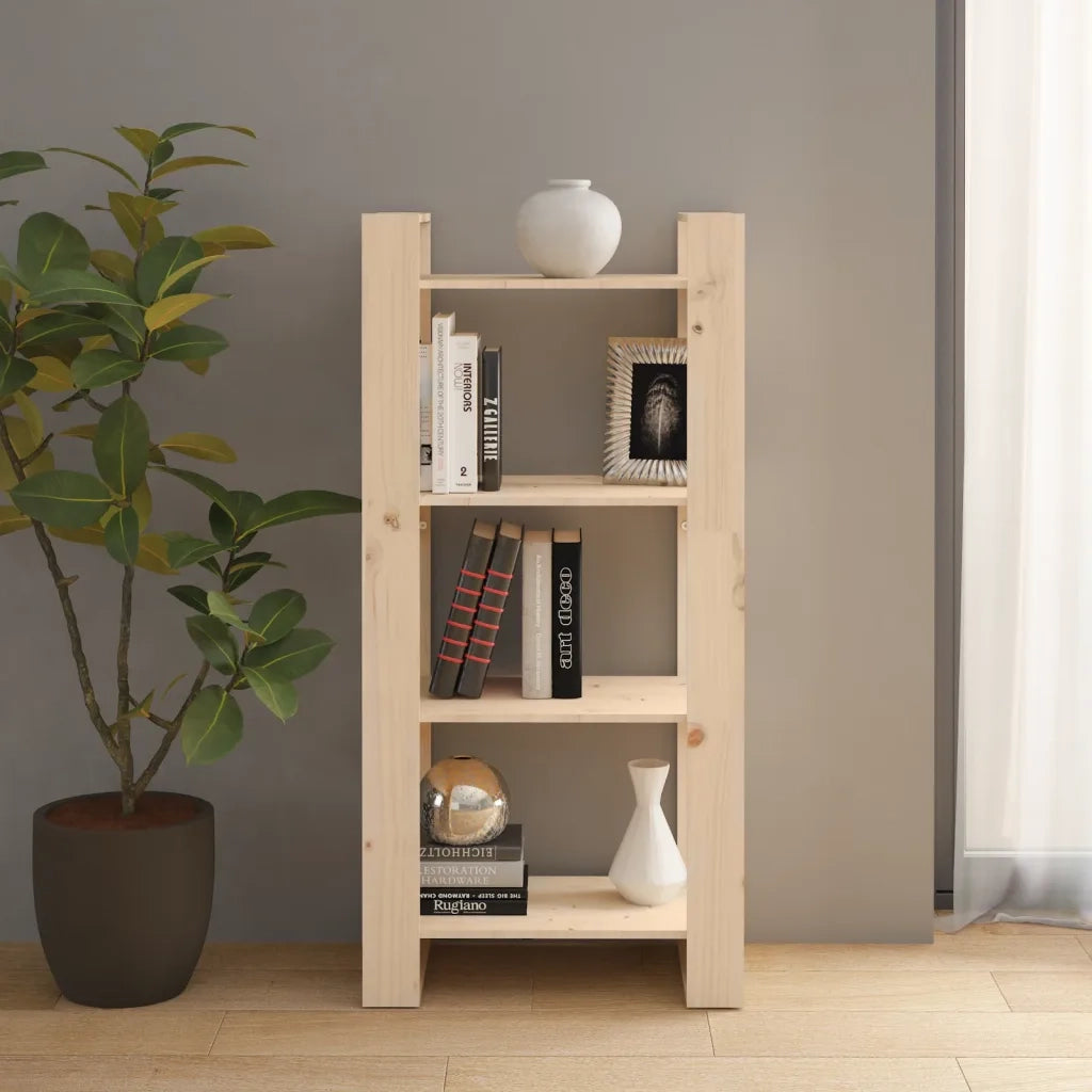 Libreria Divisorio-Scaffale per Libri-Mobile di Stoccaggio 60x35x125 cm in Legno Massello di Pino