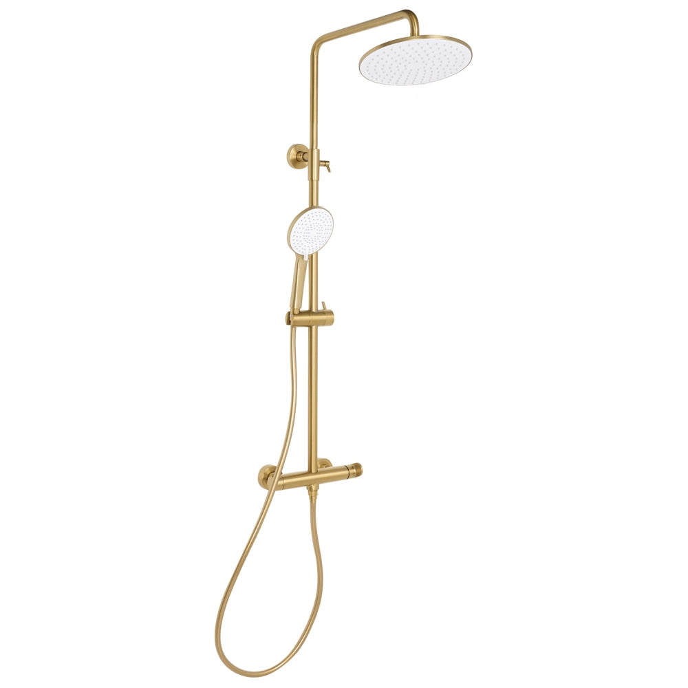 Set doccia miscelatore in ottone 3 modalità di getto con funzione pioggia appeso a muro oro stile moderno
