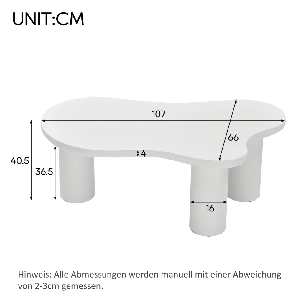 Tavolino da caffè a forma di nuvola 107x66x40;5 cm in MDF e PVC bianco