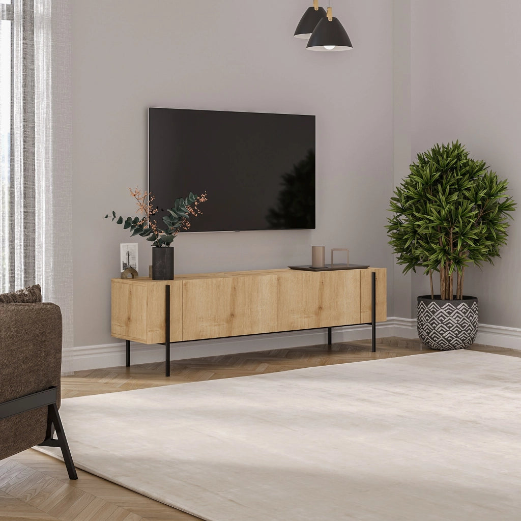 Porta TV in legno "Herman" - 160 x 31 x 45 cm - Beige