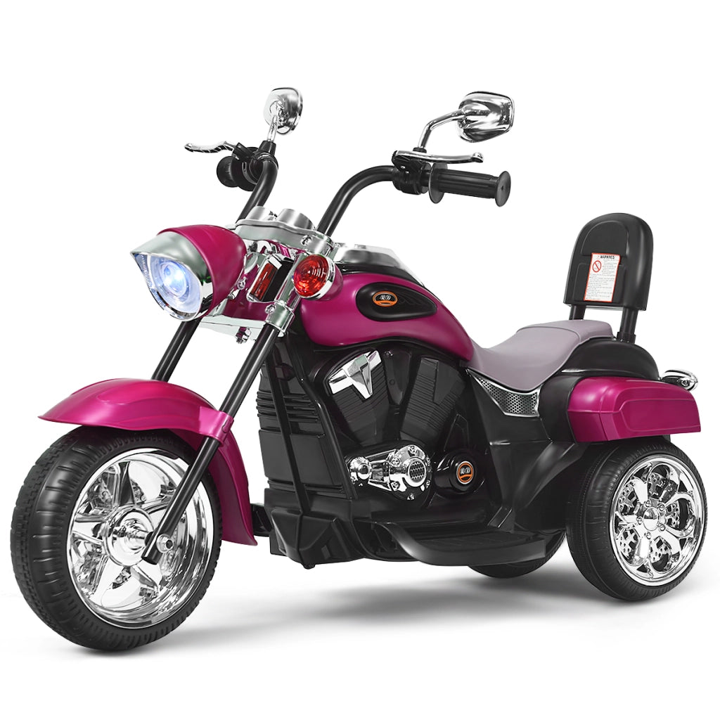 Moto in stile chopper per bambini e bambine, Moto cavalcabile alimentata a batteria Viola