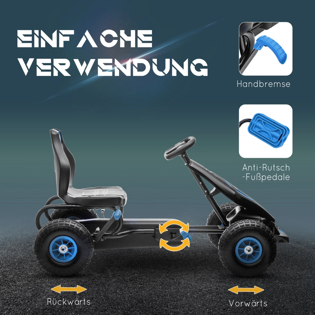 Go Kart per Bambini con Pedali e Sedile Regolabile ¨C Minimal ¨C Blu e Nero 121x58x61 cm