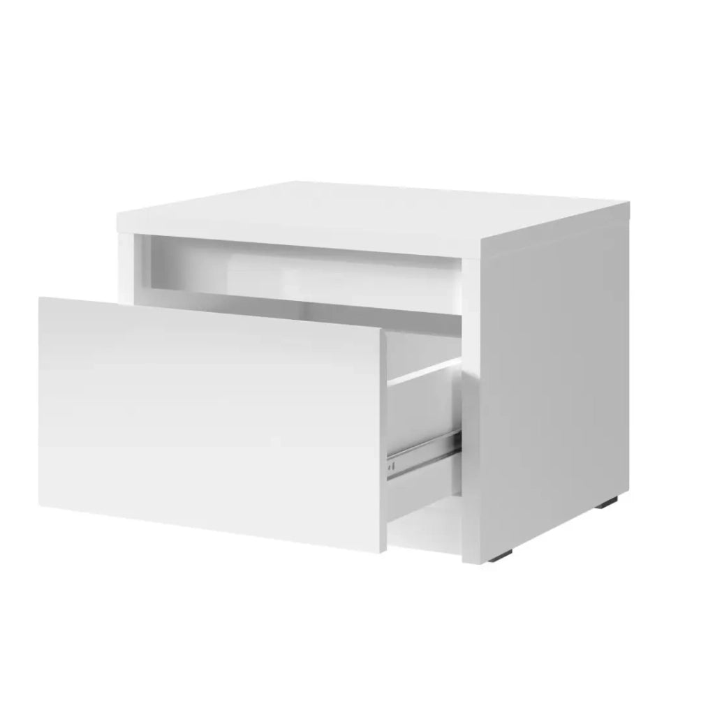 Set di due comodini per camera da letto. Collezione VERONA. Colore bianco.