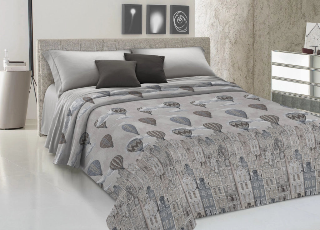 Copriletto Piquet Primavera Estate 100% Cotone Disegno Volare - Matrimoniale - Beige