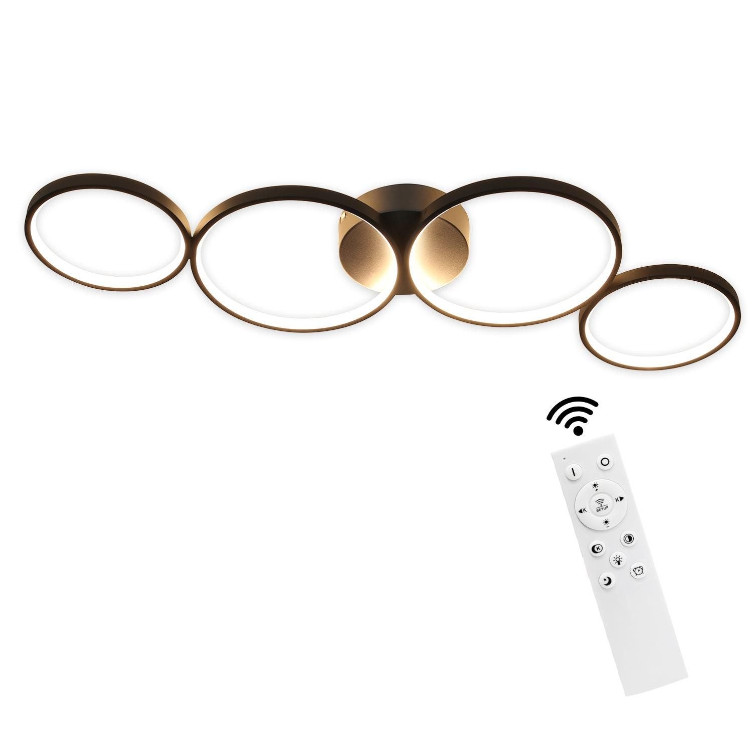 ZMH Lampada da soffitto LED moderna 4 anelli fiamma telecomando per soggiorno