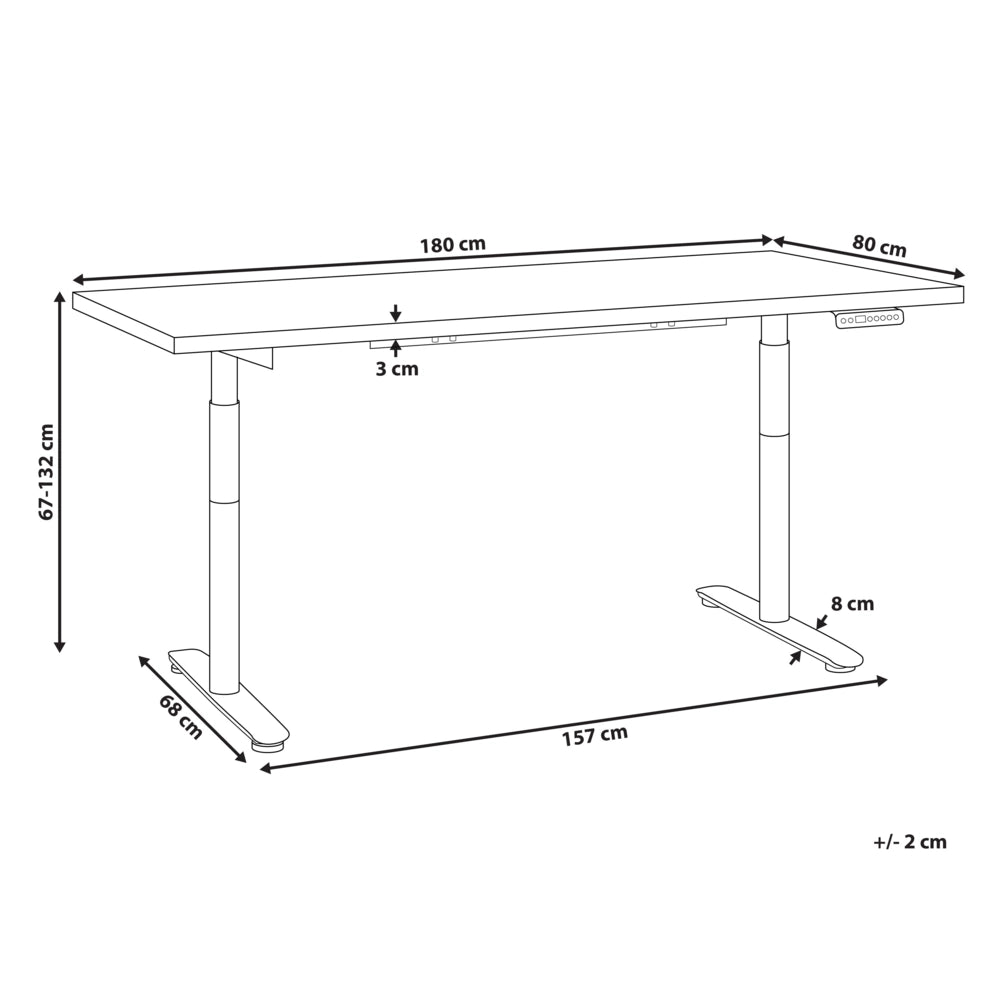 Scrivania regolabile elettricamente bianco 180 x 80cm Struttura in acciaio verniciato a polvere