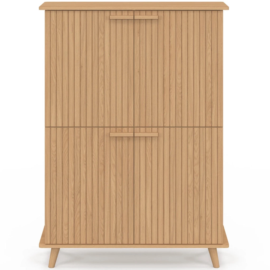 IDMarket - JULIETTE Contenitore a 4 ante in rovere con doghe in legno