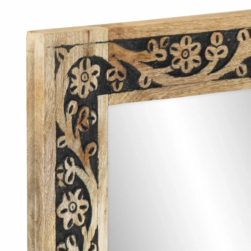 Specchio da Bagno 50x70x2,5 cm Legno Massello di Mango e Vetro 358243