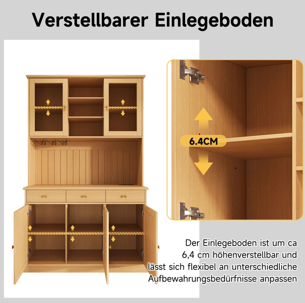 Credenza alta 120x40x191 cm con ante in vetro e USB