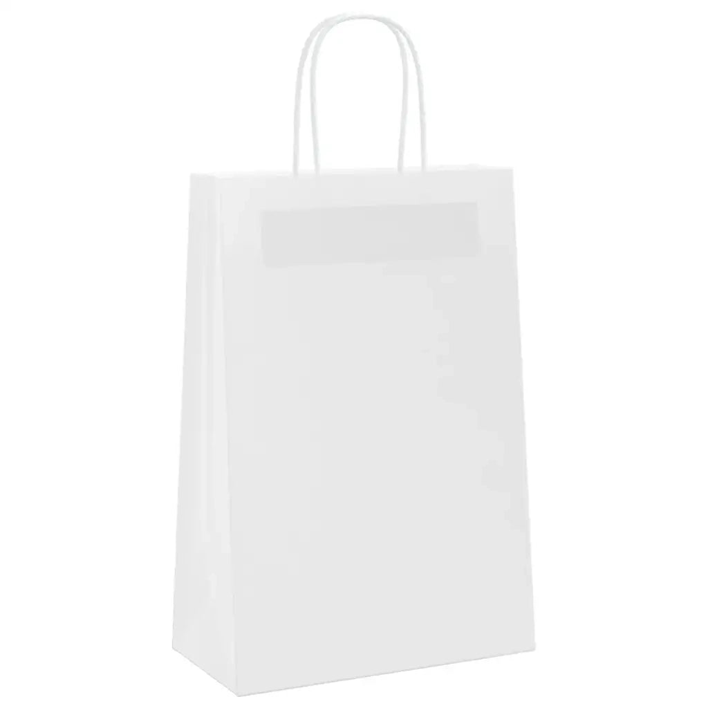 Sacchetti di Carta 250 pz con Manici Bianchi 21x11x31 cm
