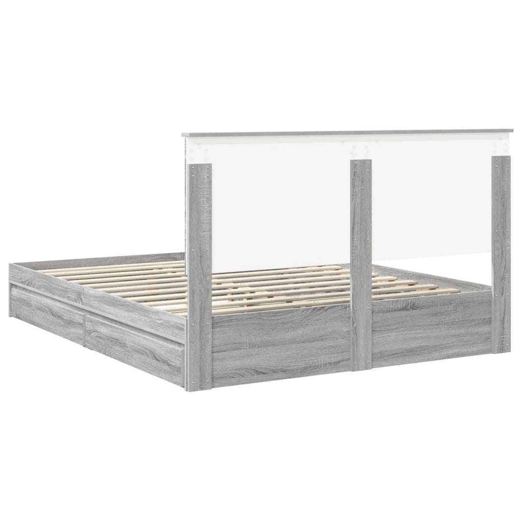 Letto con Contenitore con testiera Grigio Sonoma 160 x 200 cm