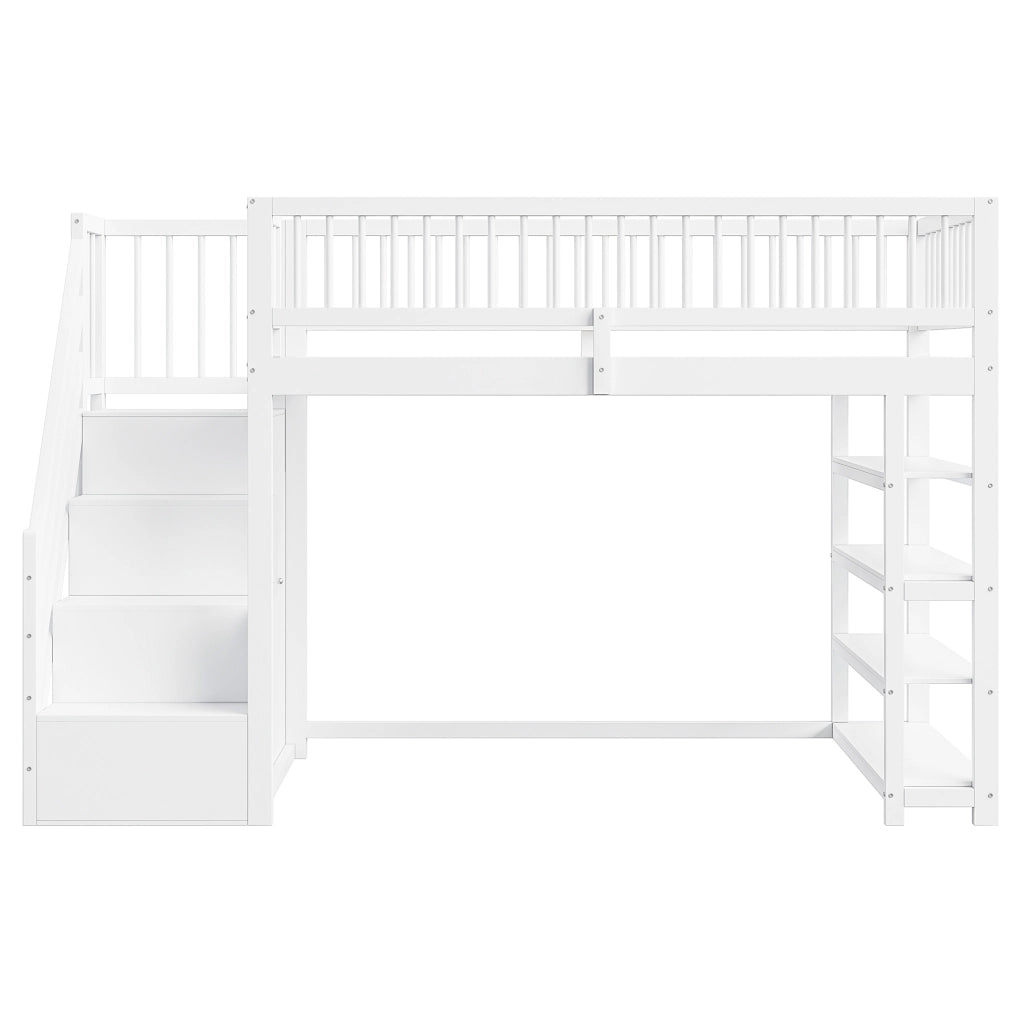 LETTO A CASTELLO multifunzionale 90 x 200 cm bianco con armadio e ripiani