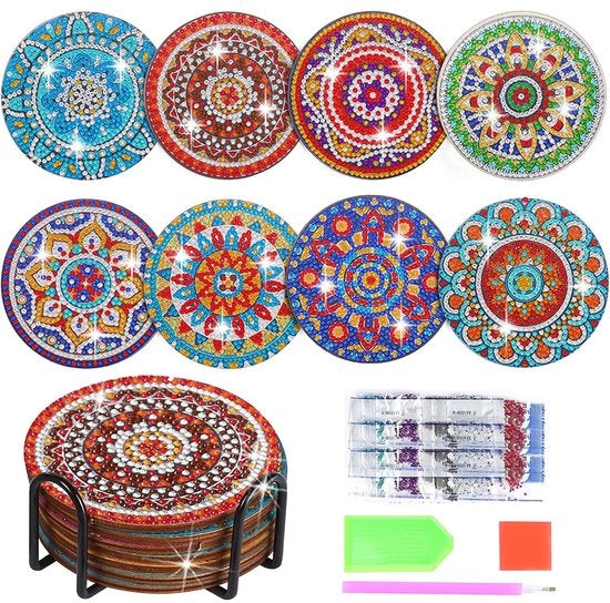 Ottica 8-pezzi per Diamond Painting con supporto, set di pittura 5D Diamond Art per mandala, set di Diamond Painting per adulti, supporti per mandala per hobby per adulti, 15 * 12 * 6 cm