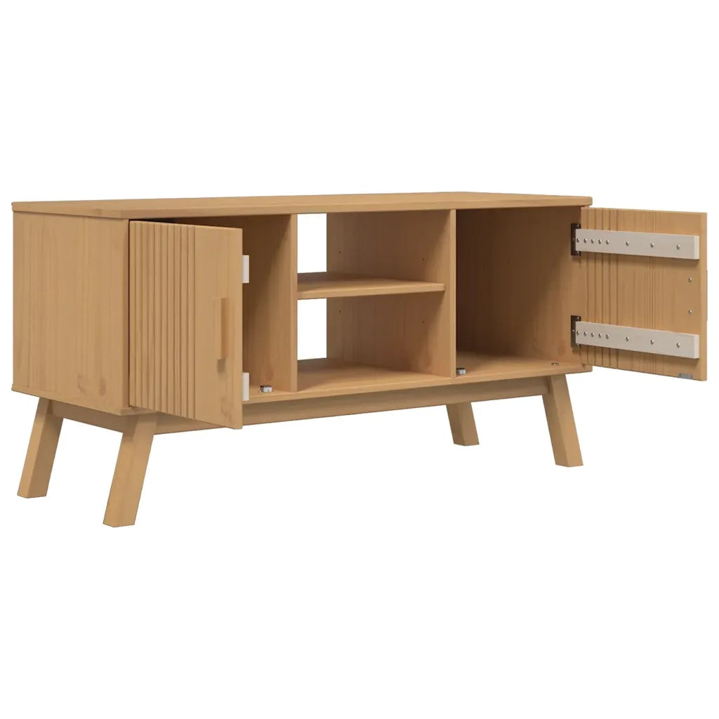 Mobile TV-Credenza per TV-Console TV OLDEN Marrone 114x43x57 cm in Legno Massello di Pino