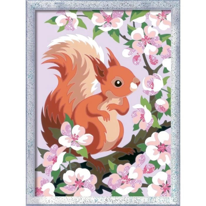 CreArt Kids 18x24 cm Scoiattolo in primavera, Kit da dipingere con i numeri, dai 9 anni in su, 25837, Ravensburger